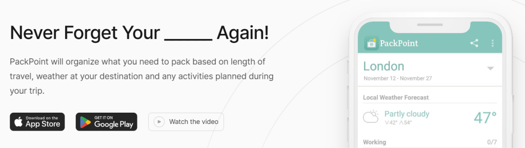 PackPoint行李清單